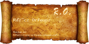 Rácz Orfeusz névjegykártya