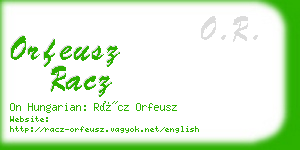 orfeusz racz business card